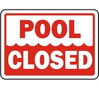 Letrero de reglas de piscina, decoración de pared para interiores y exteriores, letreros de metal de 12 x 16 pulgadas, cartel de estaño para piscina, piscina cerrada