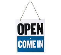 Letrero de reloj Will Return - de doble cara | Señal de bienvenida para puerta de negocios, oficina, tienda, restaurante, estacionamiento, calle, hotel, tienda, cafetería, recordatorio de