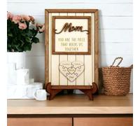 Letrero de rompecabezas personalizado con texto en inglés "You Are The Piece That Holds Us Together" con nombres de niños para la madre, marco de madera para Navidad, Día de la Madre, regalo para mamá