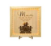 Letrero de rompecabezas personalizado para el día de la madre con LED, rompecabezas familiar personalizado con nombres, eres la pieza que nos mantiene juntos, regalos para el día de la madre (marco de