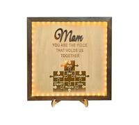 Letrero de rompecabezas personalizado para el día de la madre con LED, rompecabezas familiar personalizado con nombres, eres la pieza que nos mantiene unidos, regalos para el día de la madre (marco de
