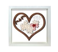 Letrero de rompecabezas personalizado para el día de la madre, con nombres de niños, mamá, eres la pieza que nos sostiene juntos, placa de madera con forma de corazón, rompecabezas para mamá, regalo
