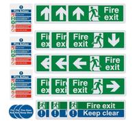 Letrero de salida de incendios, kit de 21 pegatinas autoadhesivas, fuentes grandes, hombre corriendo apuntando hacia arriba, accesorio práctico diario, dispositivo portátil, solución fiable, para el