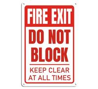 Letrero de salida de incendios, letrero de puerta con texto en inglés "Do Not Block Door Signs", con texto en inglés "Keep Clear at All Times", de aluminio de 14.0 x 20.3 cm, decoración