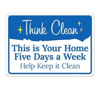 Letrero de seguridad de metal con texto en inglés «This Is Your Home Five Days A Week Help Keep It Clean» NO.28351 de 8 x 12 pulgadas, advertencia clara para uso doméstico y comercial