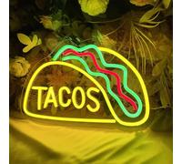 Letrero de Tacos de Neón LED Luces de Neón de Tacos para Decoración de Pared de Restaurante de Comida Mexicana Decoración de Tacos de Neón Iluminado Alimentado por USB Letreros de Neón para Bar de