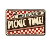 Letrero de tiempo de picnic, vintage, retro, rústico, decoración del hogar, regalo, impresión de metal, letrero de estaño retro, De15Aa10, cartel de metal retro de 8 x 12 pulgadas
