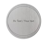 Letrero de timbre con grabado personal, Letrero de plástico plateado-metálico, Ø 100 mm, redondo