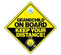 Letrero de ventana de coche con ventosa para Grandchild On Board Keep Your Distance Car Sign - Señal de bebé a bordo