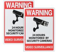 Letrero de videovigilancia 24 horas, letrero de advertencia de cámara de seguridad de 35,5 x 25,4 cm para sistema de grabación CCTV, uso interior o