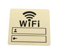 Letrero de WiFi 3D acrílico con espejo, pegatinas de pared, escritura a mano regrabable, cuenta y contraseña, for señalización WiFi de tiendas públicas.(Gold)