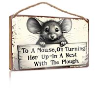 Letrero decorativo colgante con texto en inglés "To A Mouse, On Turning Her Up In A Nest With The Plough". Accesorios de escritorio para mujer (15 x 28 cm)
