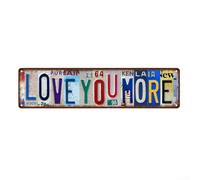 Letrero decorativo con texto en inglés «Love You More» en formato clásico de estaño para pared, puerta, mesa o valla con construcción de metal resistente al óxido (grande)