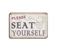 Letrero decorativo con texto en inglés «Please Seat Yourself», 20 x 30 cm, diseño retro para el hogar, baño, granja, jardín, garaje, divertida decoración de pared