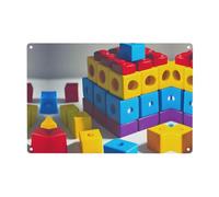 Letrero decorativo de aluminio con bloques de construcción coloridos, decoración de pared de Navidad para el hogar, 8 x 12 pulgadas, decoración de pared para tienda, garaje, oficina, club, bar