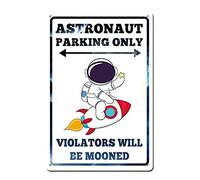 Letrero decorativo de astronauta con texto en inglés "Space Parking Only", regalos del espacio exterior para niños, decoración de pared para dormitorio, habitación, 12 x 8 pulgadas, letrero de metal