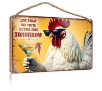 Letrero decorativo de baño Live Today Like You're Setting Fried Tomorrow. Decoración de puerta de invierno, accesorios de escritorio para mujeres (23 x 35 cm)