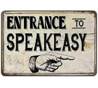 Letrero decorativo de entrada a Speakeasy con texto en inglés «Speak Easy» para decoración de prohibición, estilo rústico de granja de los años 20, arte de pared con acabado mate, 8 x 12 pulgadas