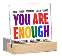 Letrero decorativo de escritorio con texto en inglés "You Are Enough Kind ToughClear" LGBT Pride acrílico con soporte para lesbianas, gay, LGBTQ, decoración artística de recuerdo