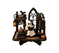 Letrero decorativo de lectura para estantería de cuentos, F | Acento de madera de Halloween para mantel, mesa, libro, esquina, hogar, estilo de temporada