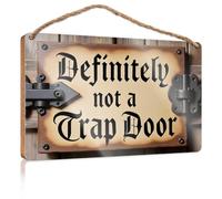 Letrero decorativo de madera con texto en inglés "Definitely Not A Trap" para exteriores, decoración de otoño para colgar en la pared para hombres (23 x 35 cm)