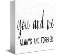 Letrero decorativo de madera con texto en inglés "You And Me Always And Forever" para decoración de oficina, hogar, rústico, granja, cuadrado, para estante, 5 x 5 pulgadas