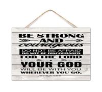 Letrero decorativo de madera para el hogar, Be Strong And Courageous, decoración de pared familiar para porche delantero, letreros de madera para hombre, letrero de decoración de pared para baño, 12 x