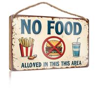 Letrero decorativo de madera para la parte delantera, prohibited: No Food Allowed In This Area, divertido letrero de madera, decoración de baño para habitación (23 x 35 cm)