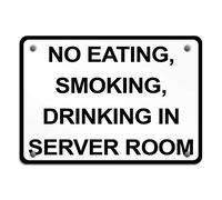 Letrero decorativo de metal con texto en inglés "No Eating Smoking Drinking in Server Room" de 8 x 12 pulgadas, decoración de pared de aluminio para el hogar