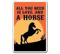 Letrero decorativo de metal con texto en inglés "Not applicable All You Need is Love and A Horse Animal Mane Farm Rodeo Man Cave, 20.3 x 30.5 cm