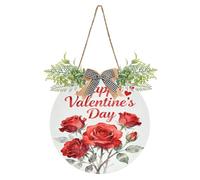 Letrero decorativo de San Valentín con rosas rojas para puerta de aula, divertidas coronas de invierno para primavera, verano, otoño, invierno, vacaciones, Halloween, Navidad, decoración de Pascua