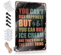 Letrero decorativo para bar con texto en inglés "You Can'T Buy Happiness But Can Ice Cream" (30 x 40 cm)