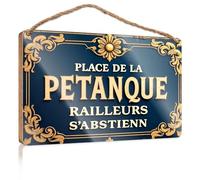 Letrero decorativo para el baño Place De La Pétanque. ¡No Riff-raff! Regalos para amigos del trabajo, decoración del hogar occidental (23 x 35 cm)