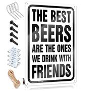 Letrero decorativo para pared de baño de spa, estilo occidental, letrero vintage de hojalata - The Best Beers Are The Ones We Drink With Friends/hecho a mano con campana de bienvenida de las tierras