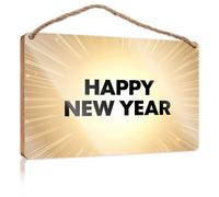 Letrero decorativo para pared de baño, diseño divertido con texto en inglés "Happy New Year! Wishing You All The Best Wooded", letrero decorativo de madera para colgar en la puerta