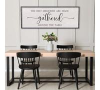 Letrero decorativo para pared de comedor con texto en inglés "The Best Memories Are Made Gathered Around The Table" (101.6 x 38.1 cm) (negro)