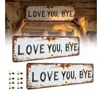 Letrero decorativo retro de café for pared, decoración de metal for puerta, te amo, adiós, con clavos 8/16/24, colgar en la pared de entrada del pasillo, for el hogar, bar, cafetería(2)