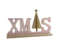 Letrero Decorativo 'Xmas' en Madera Rosa