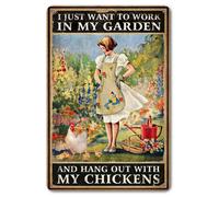 Letrero divertido de pollo CrazySign, letrero de gallinero, decoraci n de pared. Solo quiero trabajar en mi jard n al aire libre y pasar tiempo c