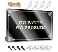 Letrero divertido para decoración de puerta de dormitorio, con texto en inglés "No Pants No Problem" (20 x 30 cm)