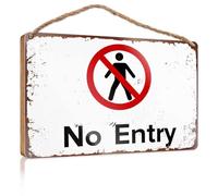 Letrero divertido para el hogar con texto en inglés "Prohibited Access: No Entry Sign With Red Circle And Slash Over W Wooded Office Decor Bar Signs For Man Cave" (23 x 35 cm)