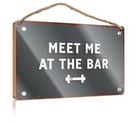 Letrero divertido para puerta de oficina con texto en inglés "Meet Me At The Bar Kitchen Wall" (20 x 30 cm)