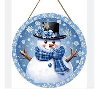 Letrero estético para colgar en la puerta delantera con adorables muñecos de nieve para invitar calidez a casa (azul 1)