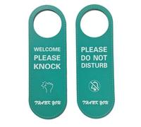 Letrero funcional de cuero con texto en inglés "Do Not Disturb" que mejora la estética de tu oficina mientras minimiza las distracciones (verde)
