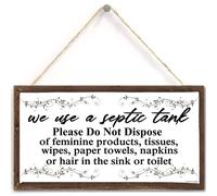 Letrero funcional de tanque séptico con texto en inglés «We use a Septic Tank Please Do Not Dispose of…» - Letrero funcional para interior de casa, 10 x 5 pulgadas (US-G107)