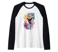 Letrero gráfico con diseño gráfico de Personajes Pop de Flamingo Peace Graffiti Camiseta Manga Raglan