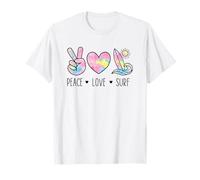 Letrero gráfico Peace Love Surf con Forma de corazón, Onda Costera Camiseta