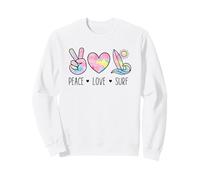 Letrero gráfico Peace Love Surf con Forma de corazón, Onda Costera Sudadera