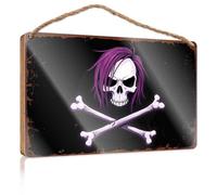 Letrero grande para el hogar con texto en inglés "Happy Halloween Spooky Halloween Skulls Wooded Sign For Kitchen Posters & Prints" (15 x 28 cm)