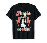 Letrero Holiday Vibes Jingle Bell Rockin Skeleton Hand Rocking Camiseta